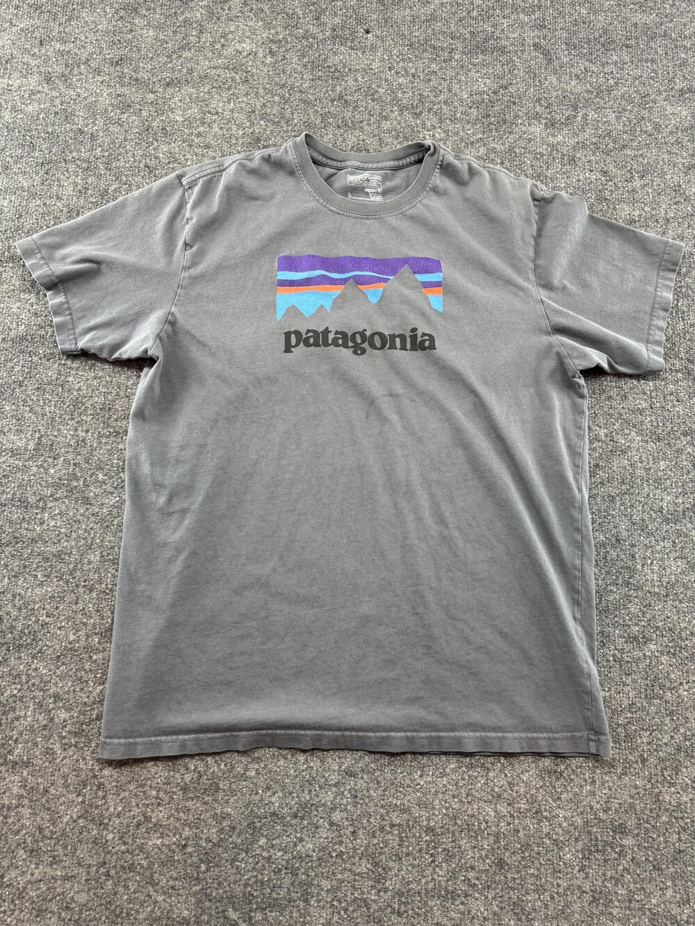 Patagonia Shirt Mens Large Gray P-6 Mountain Logo Outdoor Graphic Tee Made USA
